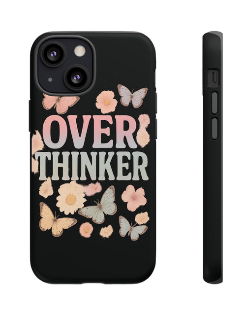 Load image into Gallery viewer, Butterfly Overthinker Phone Case, Floral iPhone Cover, Thoughtful Gift for Her, Cute Tech Accessory, Aesthetic Case for Anxiety Relief
