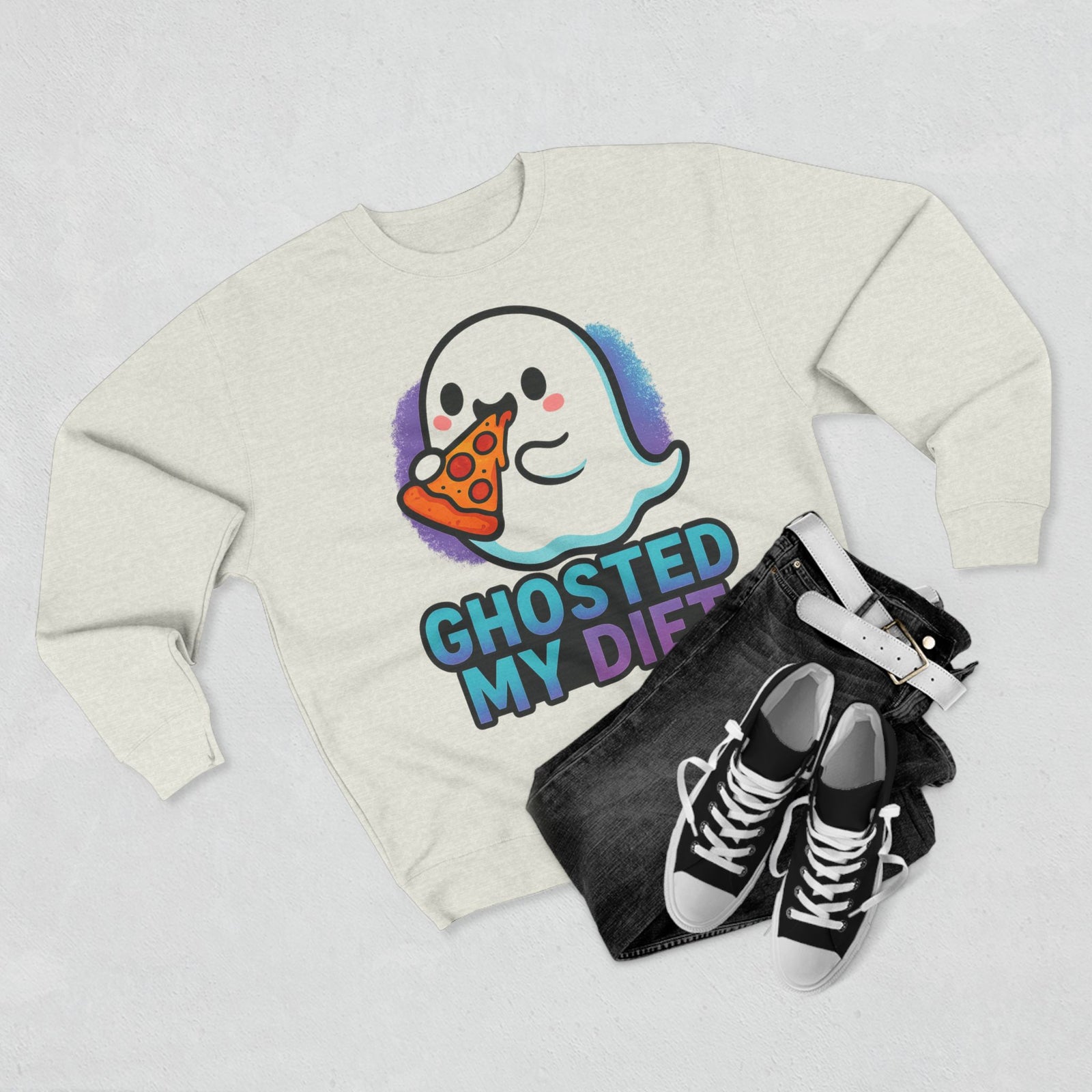 Ghosted My Diet Sweatshirt, Fun Unisex Crewneck, Quirky Gift for Food Lovers, Casual Wear for Everyday, Perfect for Halloween, Cozy Lounge