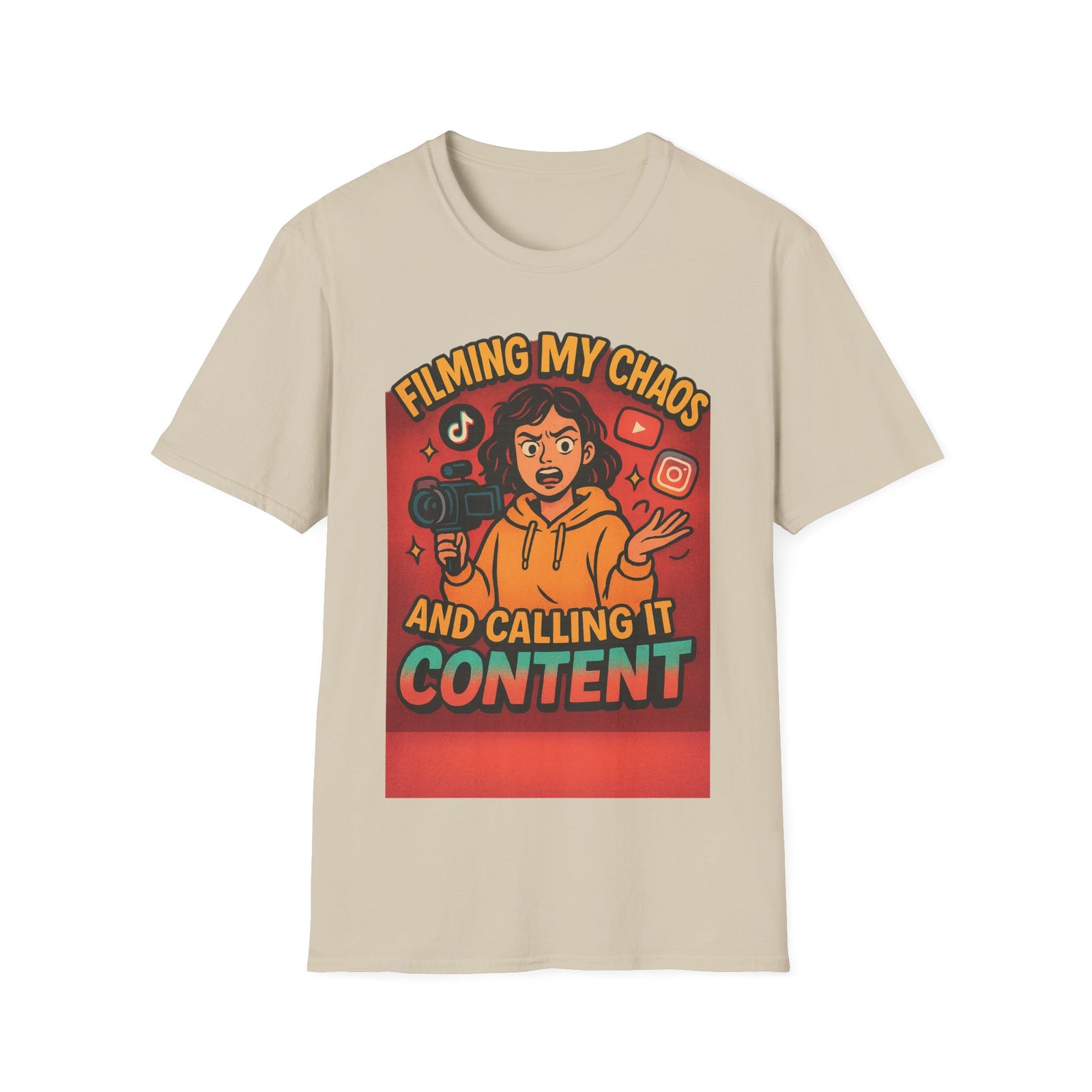 Filming My Chaos T-Shirt, Funny Graphic Tee, Unisex Softstyle Shirt, Content Creator Apparel, Gift for YouTuber, TikTok Lover