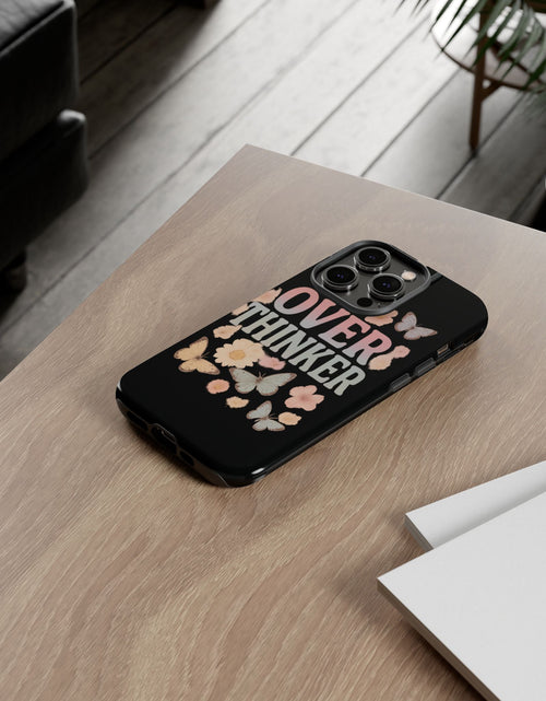 Load image into Gallery viewer, Butterfly Overthinker Phone Case, Floral iPhone Cover, Thoughtful Gift for Her, Cute Tech Accessory, Aesthetic Case for Anxiety Relief
