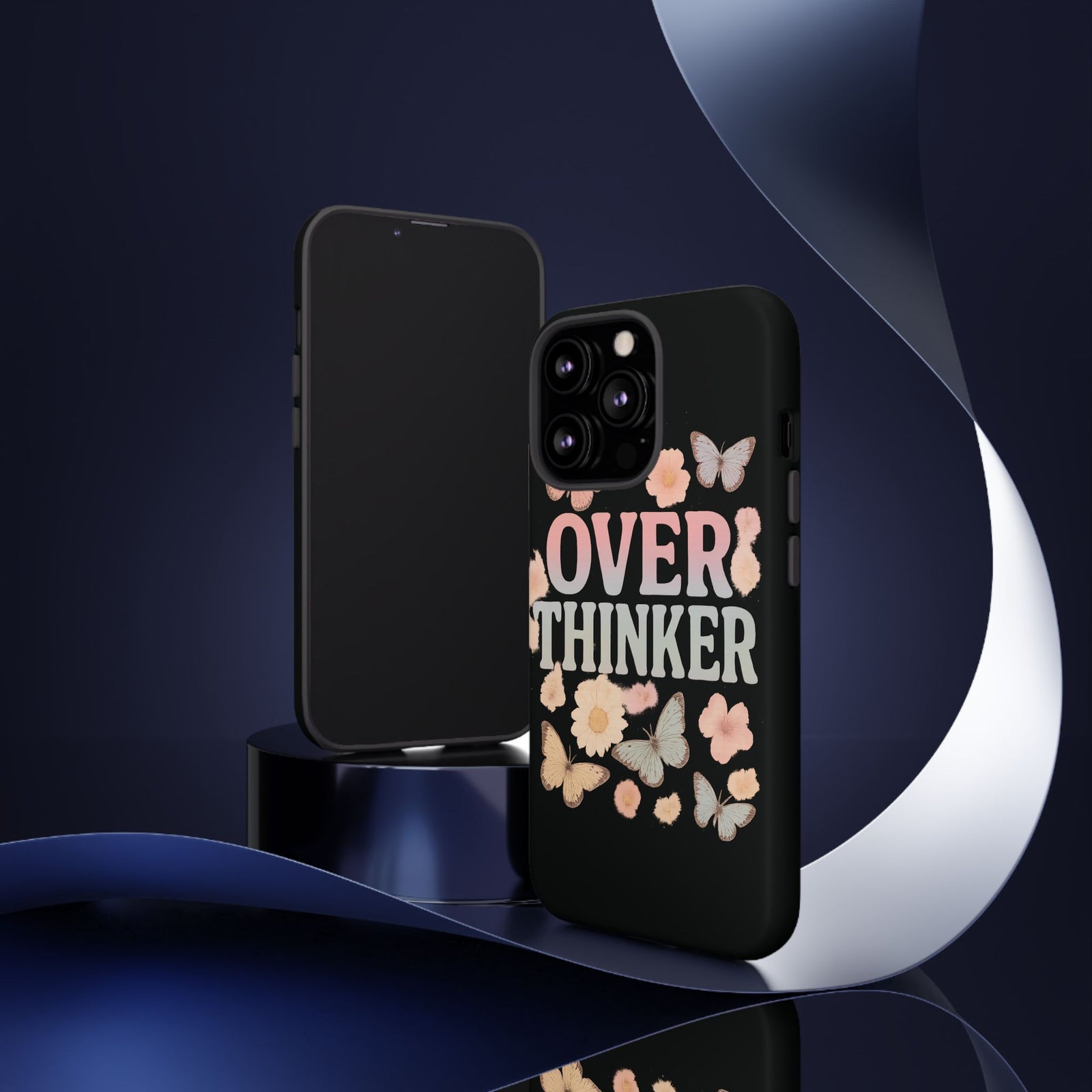 Butterfly Overthinker Phone Case, Floral iPhone Cover, Thoughtful Gift for Her, Cute Tech Accessory, Aesthetic Case for Anxiety Relief