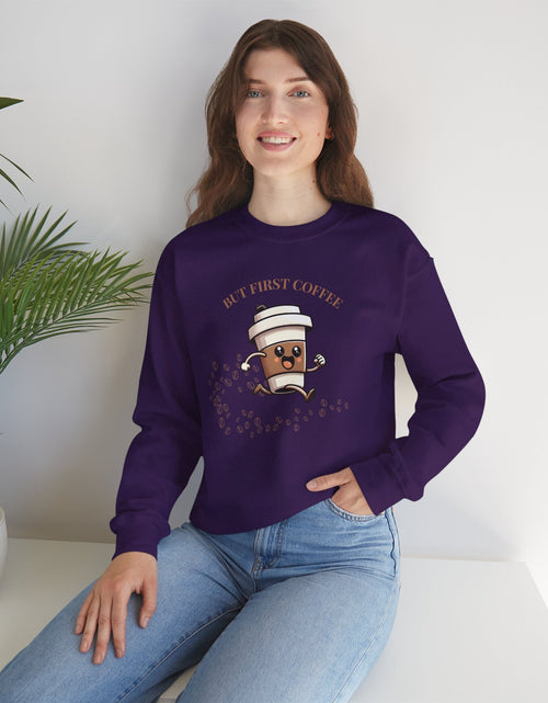 Load image into Gallery viewer, Cute Coffee Lover Sweatshirt, Unisex Crewneck, Gift for Coffee Lovers, Funny Coffee Apparel, Cozy Relaxed Fit, Casual Everyday Wear
