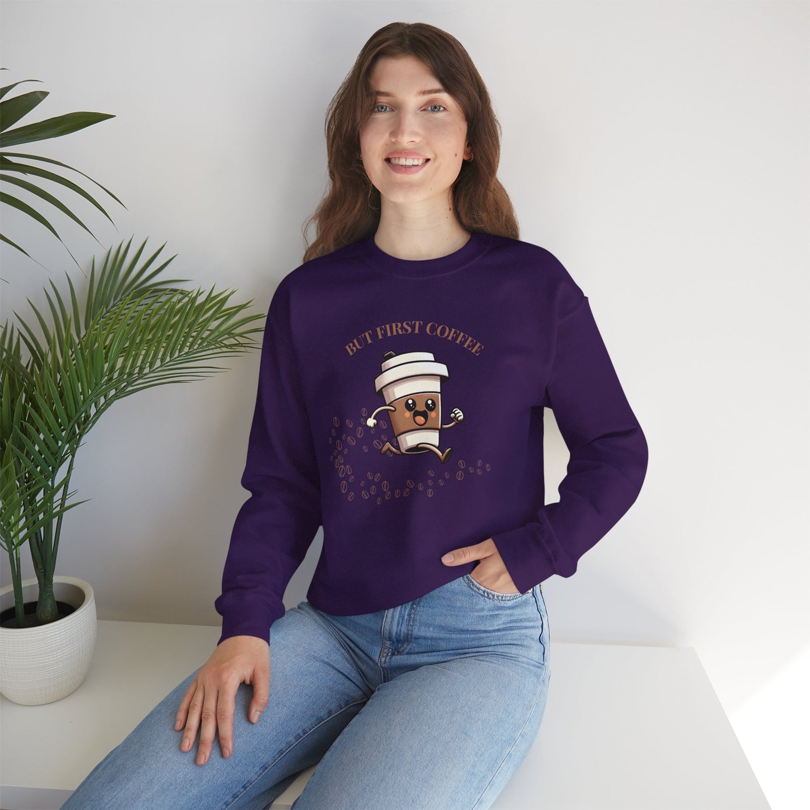Cute Coffee Lover Sweatshirt, Unisex Crewneck, Gift for Coffee Lovers, Funny Coffee Apparel, Cozy Relaxed Fit, Casual Everyday Wear