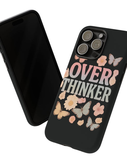 Load image into Gallery viewer, Butterfly Overthinker Phone Case, Floral iPhone Cover, Thoughtful Gift for Her, Cute Tech Accessory, Aesthetic Case for Anxiety Relief
