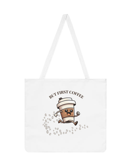 Load image into Gallery viewer, Cute Coffee Lover&#39;s Tote Bag, Eco-Friendly Shopping Bag, But First Coffee Gift, Reusable Daily Tote, Perfect for the Café Enthusiast
