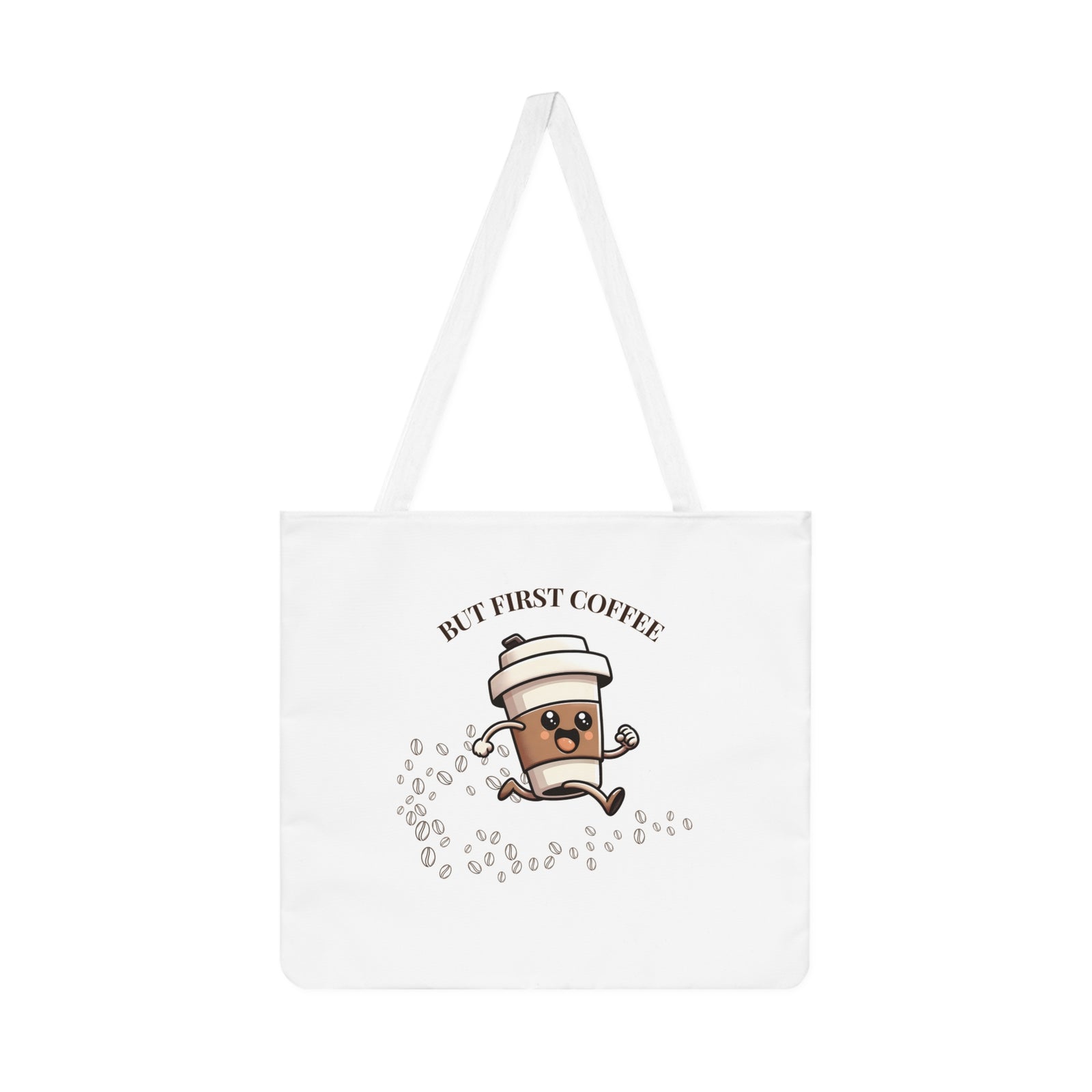 Cute Coffee Lover's Tote Bag, Eco-Friendly Shopping Bag, But First Coffee Gift, Reusable Daily Tote, Perfect for the Café Enthusiast