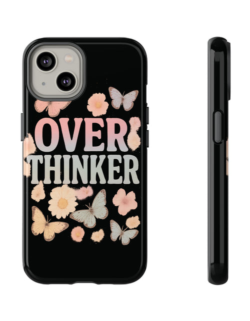 Load image into Gallery viewer, Butterfly Overthinker Phone Case, Floral iPhone Cover, Thoughtful Gift for Her, Cute Tech Accessory, Aesthetic Case for Anxiety Relief
