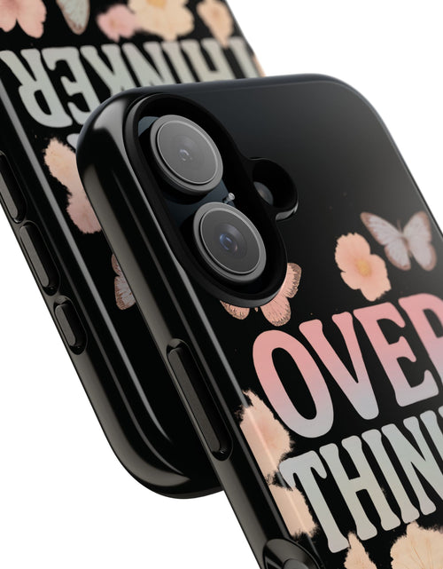 Load image into Gallery viewer, Butterfly Overthinker Phone Case, Floral iPhone Cover, Thoughtful Gift for Her, Cute Tech Accessory, Aesthetic Case for Anxiety Relief
