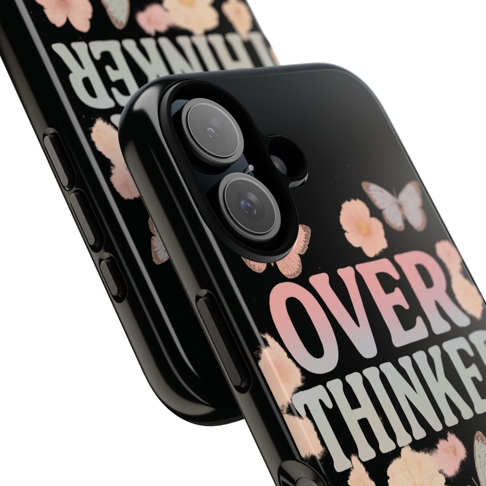 Butterfly Overthinker Phone Case, Floral iPhone Cover, Thoughtful Gift for Her, Cute Tech Accessory, Aesthetic Case for Anxiety Relief