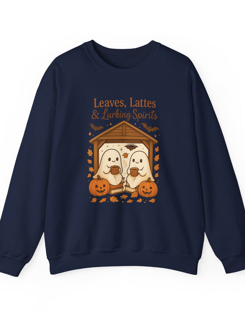 Load image into Gallery viewer, Cozy Halloween Crewneck Sweatshirt, Fall Fashion, Ghost Design, Pumpkin Patch Sweatshirt, Autumn Vibes, Unisex Apparel
