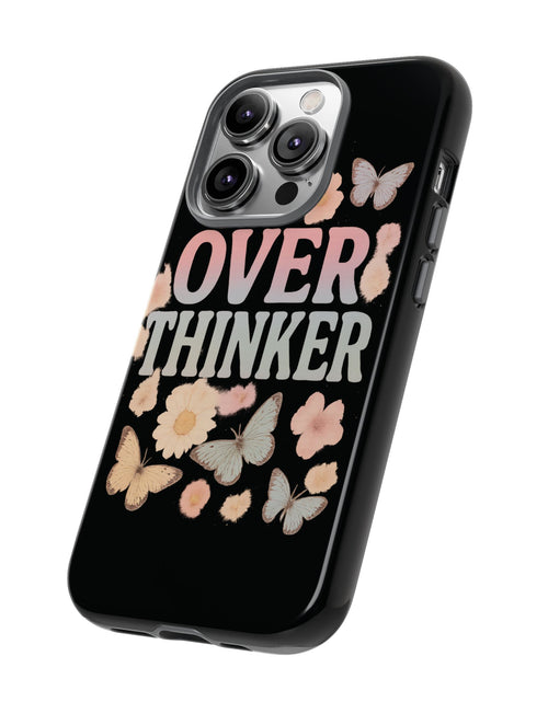 Load image into Gallery viewer, Butterfly Overthinker Phone Case, Floral iPhone Cover, Thoughtful Gift for Her, Cute Tech Accessory, Aesthetic Case for Anxiety Relief
