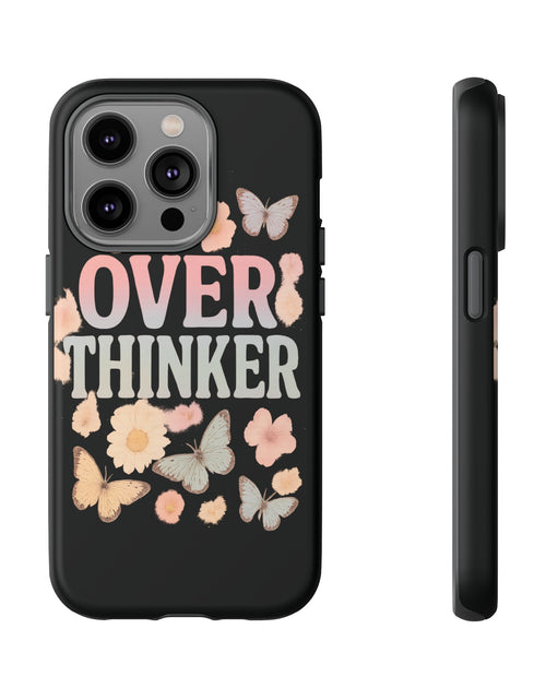Load image into Gallery viewer, Butterfly Overthinker Phone Case, Floral iPhone Cover, Thoughtful Gift for Her, Cute Tech Accessory, Aesthetic Case for Anxiety Relief
