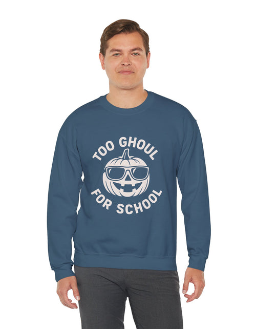 Load image into Gallery viewer, Halloween-Themed Crewneck Sweatshirt, Spooky Sweatshirt, Comfortable Fall Apparel, Gifts for Students, Unisex Halloween Clothing
