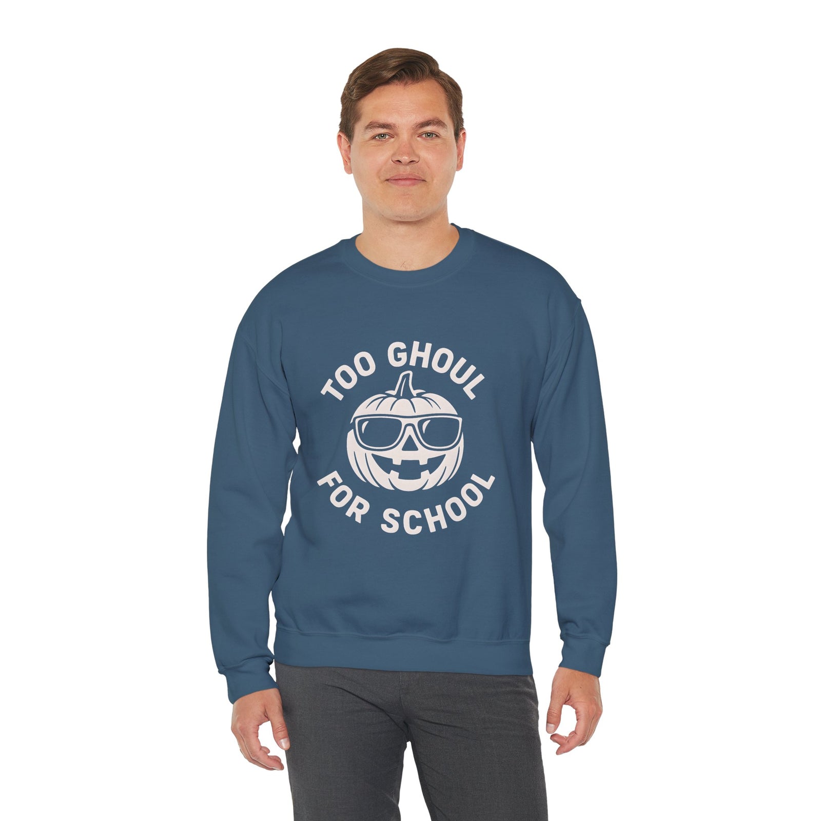 Halloween-Themed Crewneck Sweatshirt, Spooky Sweatshirt, Comfortable Fall Apparel, Gifts for Students, Unisex Halloween Clothing