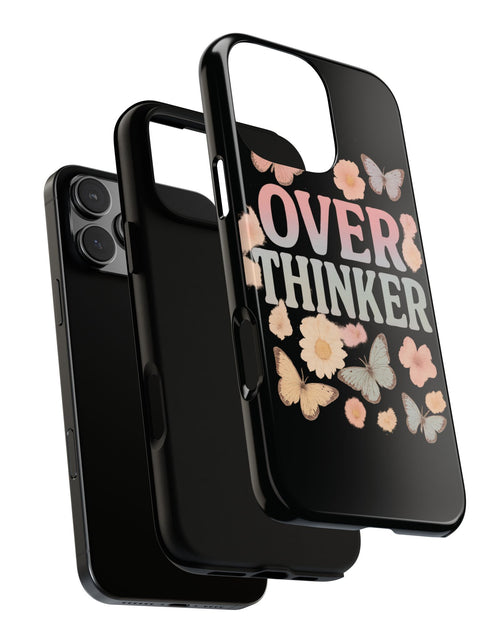 Load image into Gallery viewer, Butterfly Overthinker Phone Case, Floral iPhone Cover, Thoughtful Gift for Her, Cute Tech Accessory, Aesthetic Case for Anxiety Relief
