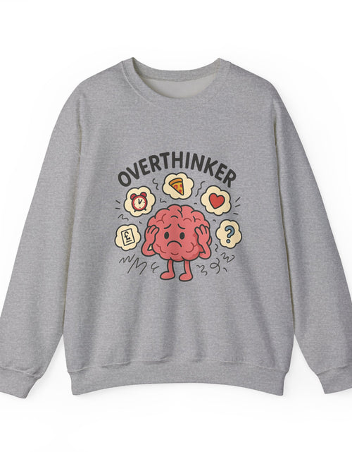 Load image into Gallery viewer, Funny Overthinker Crewneck Sweatshirt for Comfort and Humor, Perfect for Gift Giving, Casual Wear, Cozy Nights, and Brainy Friends
