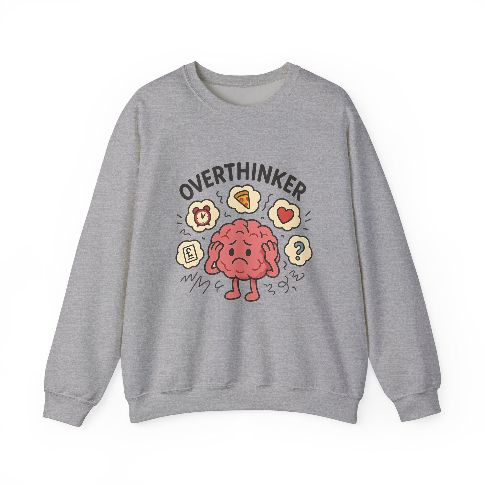 Funny Overthinker Crewneck Sweatshirt for Comfort and Humor, Perfect for Gift Giving, Casual Wear, Cozy Nights, and Brainy Friends