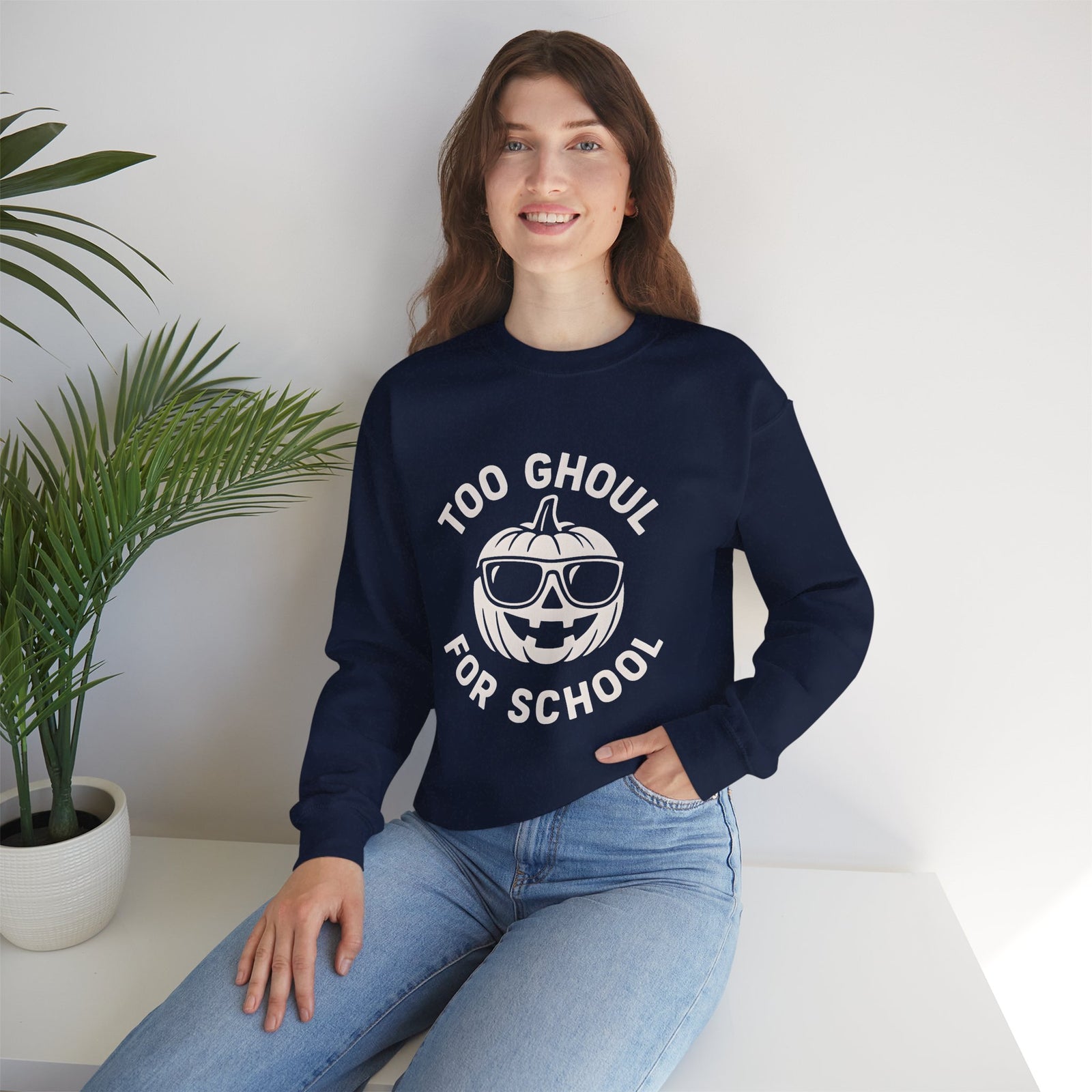Halloween-Themed Crewneck Sweatshirt, Spooky Sweatshirt, Comfortable Fall Apparel, Gifts for Students, Unisex Halloween Clothing