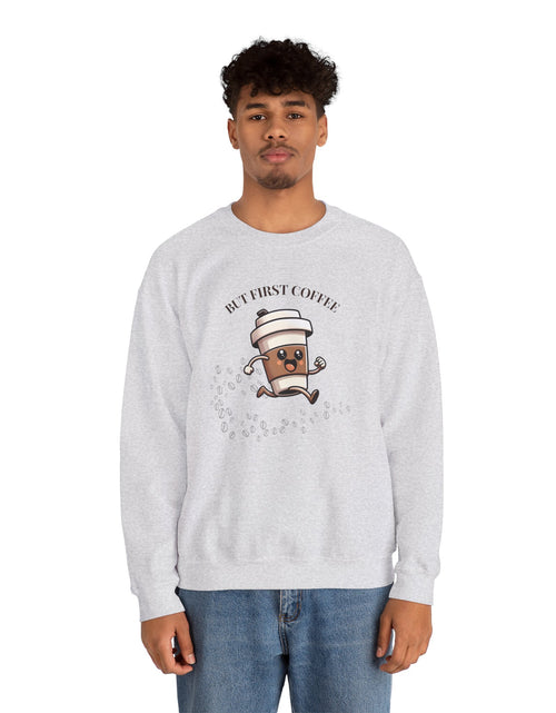 Load image into Gallery viewer, Cute Coffee Lover Sweatshirt, Unisex Crewneck, Gift for Coffee Lovers, Funny Coffee Apparel, Cozy Relaxed Fit, Casual Everyday Wear
