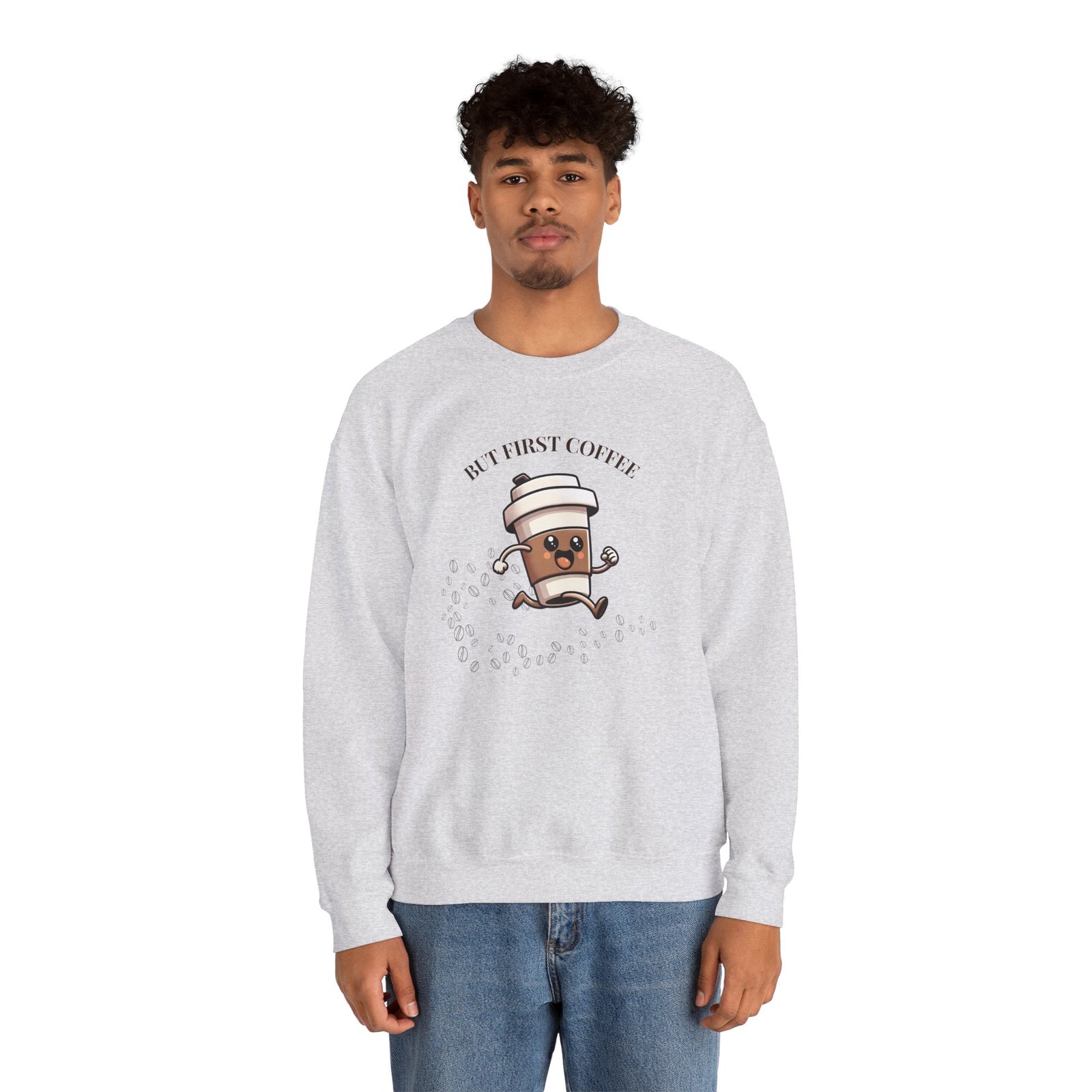 Cute Coffee Lover Sweatshirt, Unisex Crewneck, Gift for Coffee Lovers, Funny Coffee Apparel, Cozy Relaxed Fit, Casual Everyday Wear