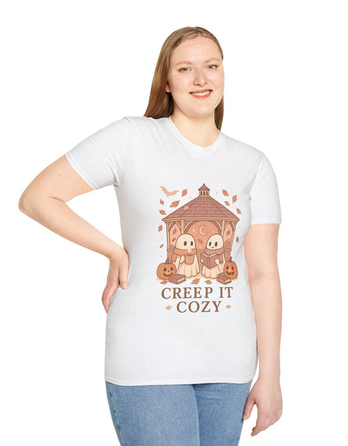 Load image into Gallery viewer, Cozy Creep It Unisex T-Shirt, Perfect for Halloween, Casual Fall Fashion, Gift for Friends, Pumpkin Lovers, Autumn Vibes
