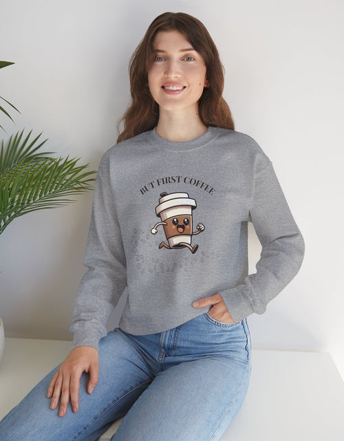 Load image into Gallery viewer, Cute Coffee Lover Sweatshirt, Unisex Crewneck, Gift for Coffee Lovers, Funny Coffee Apparel, Cozy Relaxed Fit, Casual Everyday Wear
