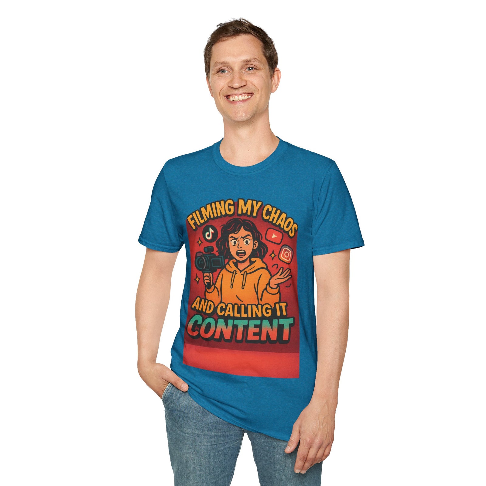 Filming My Chaos T-Shirt, Funny Graphic Tee, Unisex Softstyle Shirt, Content Creator Apparel, Gift for YouTuber, TikTok Lover
