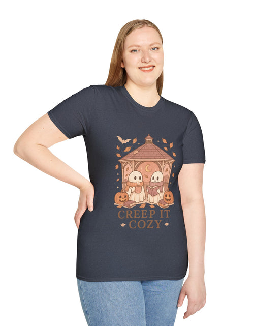 Load image into Gallery viewer, Cozy Creep It Unisex T-Shirt, Perfect for Halloween, Casual Fall Fashion, Gift for Friends, Pumpkin Lovers, Autumn Vibes
