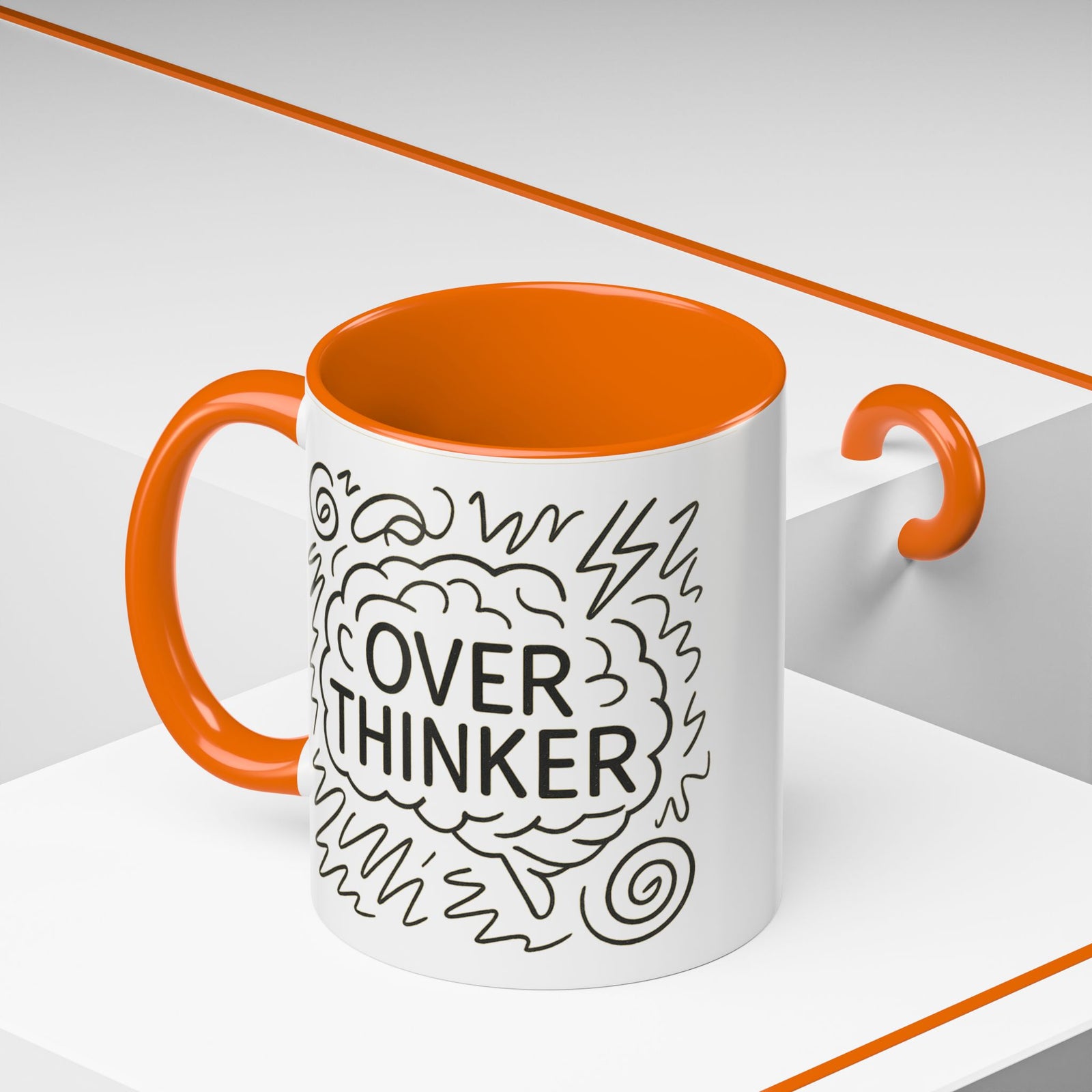 Overthinker Accent Coffee Mug | Funny Gift for Coffee Lovers, Stress Relief Mug, Office Humor, Unique Birthday Present, Mindfulness Decor