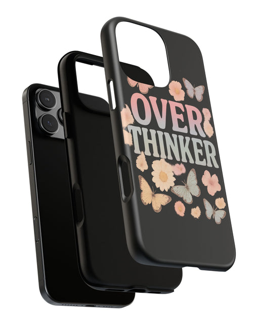 Load image into Gallery viewer, Butterfly Overthinker Phone Case, Floral iPhone Cover, Thoughtful Gift for Her, Cute Tech Accessory, Aesthetic Case for Anxiety Relief
