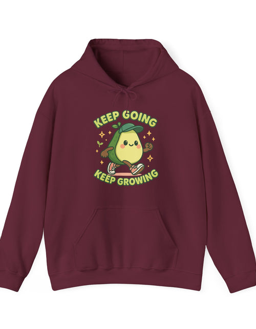 Load image into Gallery viewer, Cute Avocado Inspirational Hoodie - Keep Going, Keep Growing, Fall Fashion, Unique Gift, Comfy Sweatshirt, Cozy Apparel
