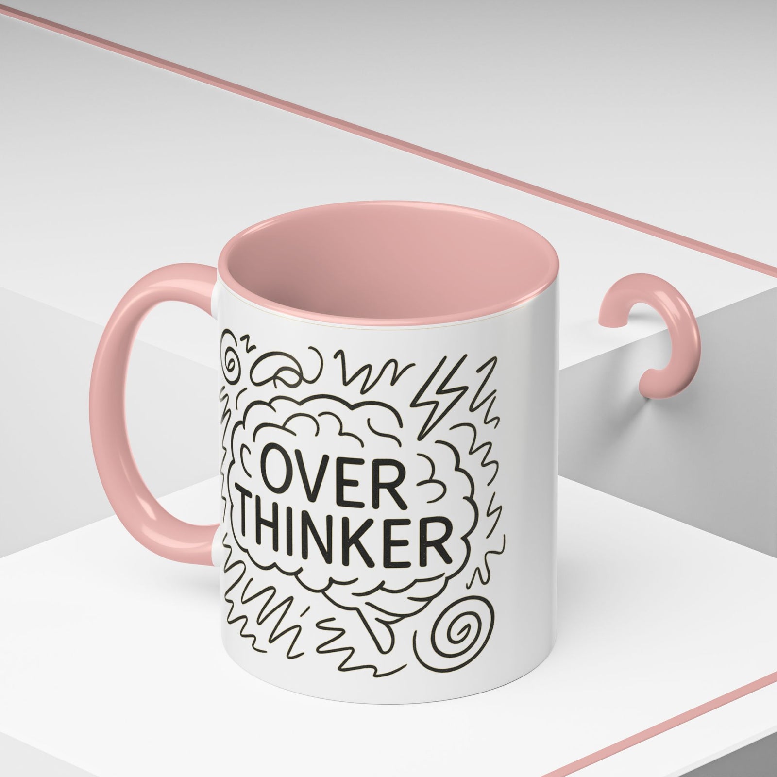 Overthinker Accent Coffee Mug | Funny Gift for Coffee Lovers, Stress Relief Mug, Office Humor, Unique Birthday Present, Mindfulness Decor