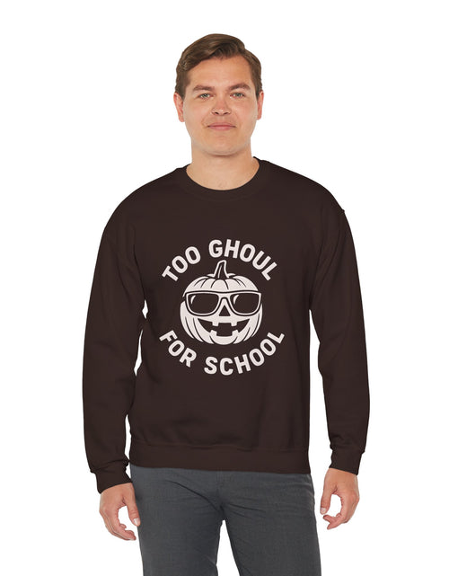 Load image into Gallery viewer, Halloween-Themed Crewneck Sweatshirt, Spooky Sweatshirt, Comfortable Fall Apparel, Gifts for Students, Unisex Halloween Clothing
