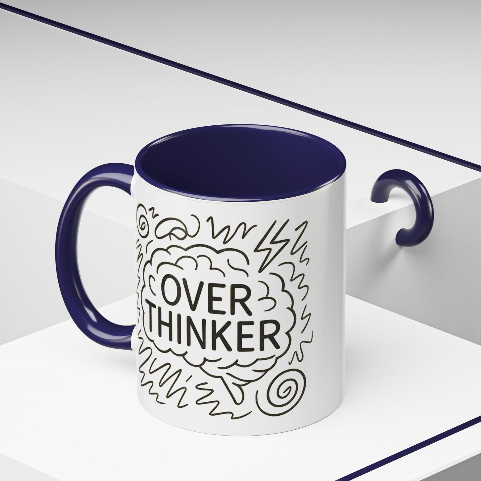 Overthinker Accent Coffee Mug | Funny Gift for Coffee Lovers, Stress Relief Mug, Office Humor, Unique Birthday Present, Mindfulness Decor