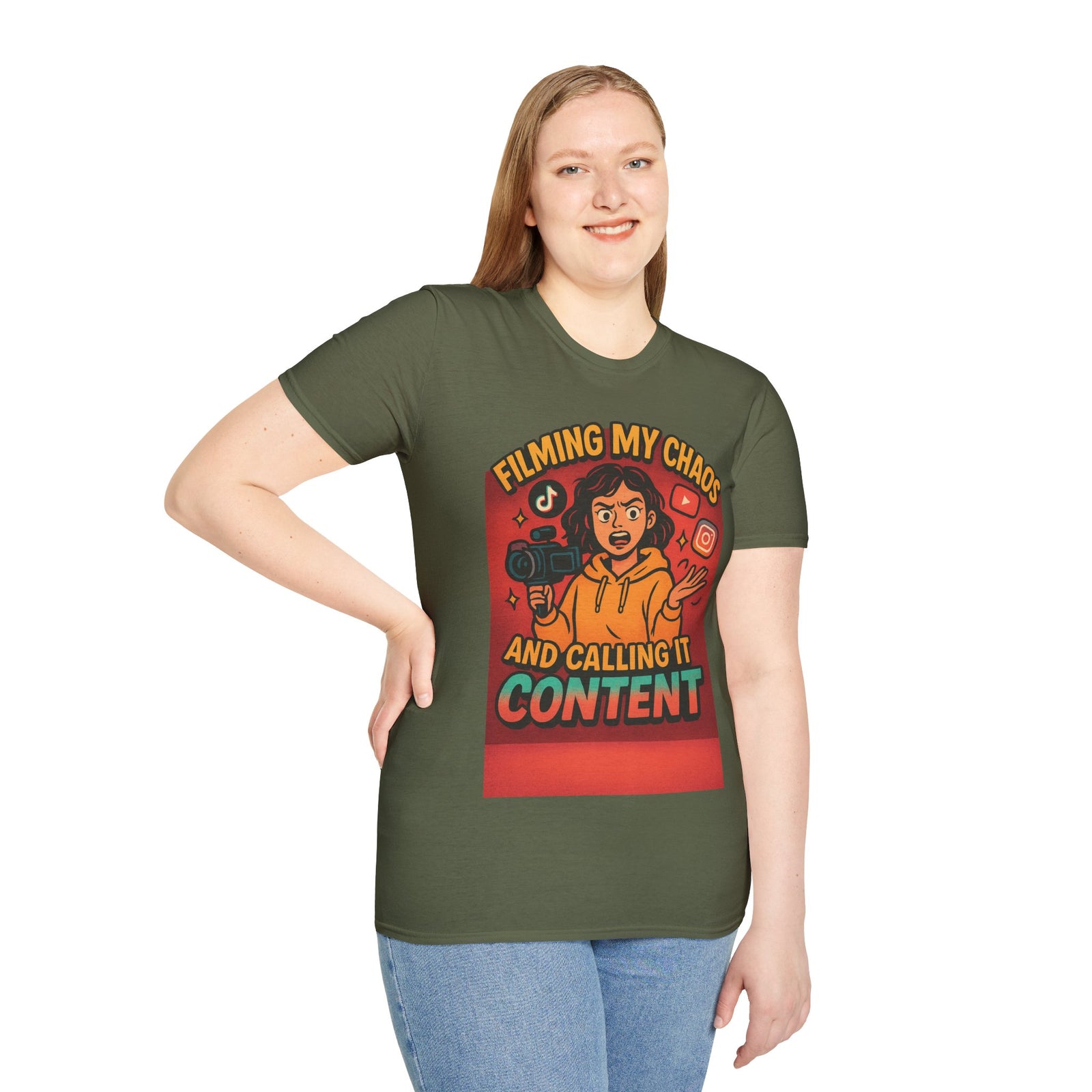 Filming My Chaos T-Shirt, Funny Graphic Tee, Unisex Softstyle Shirt, Content Creator Apparel, Gift for YouTuber, TikTok Lover