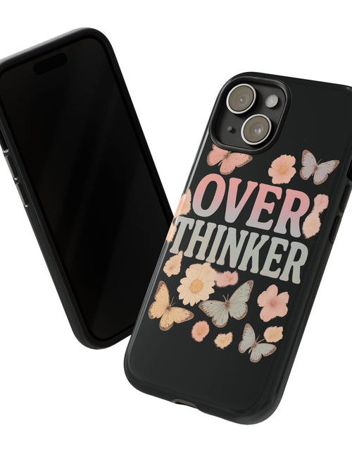 Load image into Gallery viewer, Butterfly Overthinker Phone Case, Floral iPhone Cover, Thoughtful Gift for Her, Cute Tech Accessory, Aesthetic Case for Anxiety Relief

