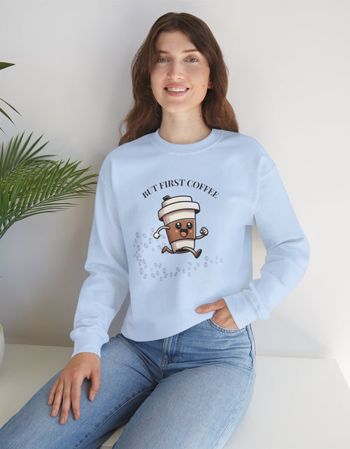 Load image into Gallery viewer, Cute Coffee Lover Sweatshirt, Unisex Crewneck, Gift for Coffee Lovers, Funny Coffee Apparel, Cozy Relaxed Fit, Casual Everyday Wear
