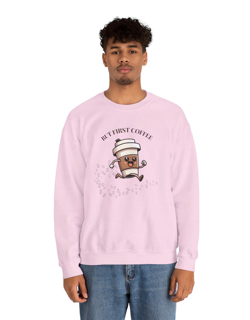Load image into Gallery viewer, Cute Coffee Lover Sweatshirt, Unisex Crewneck, Gift for Coffee Lovers, Funny Coffee Apparel, Cozy Relaxed Fit, Casual Everyday Wear
