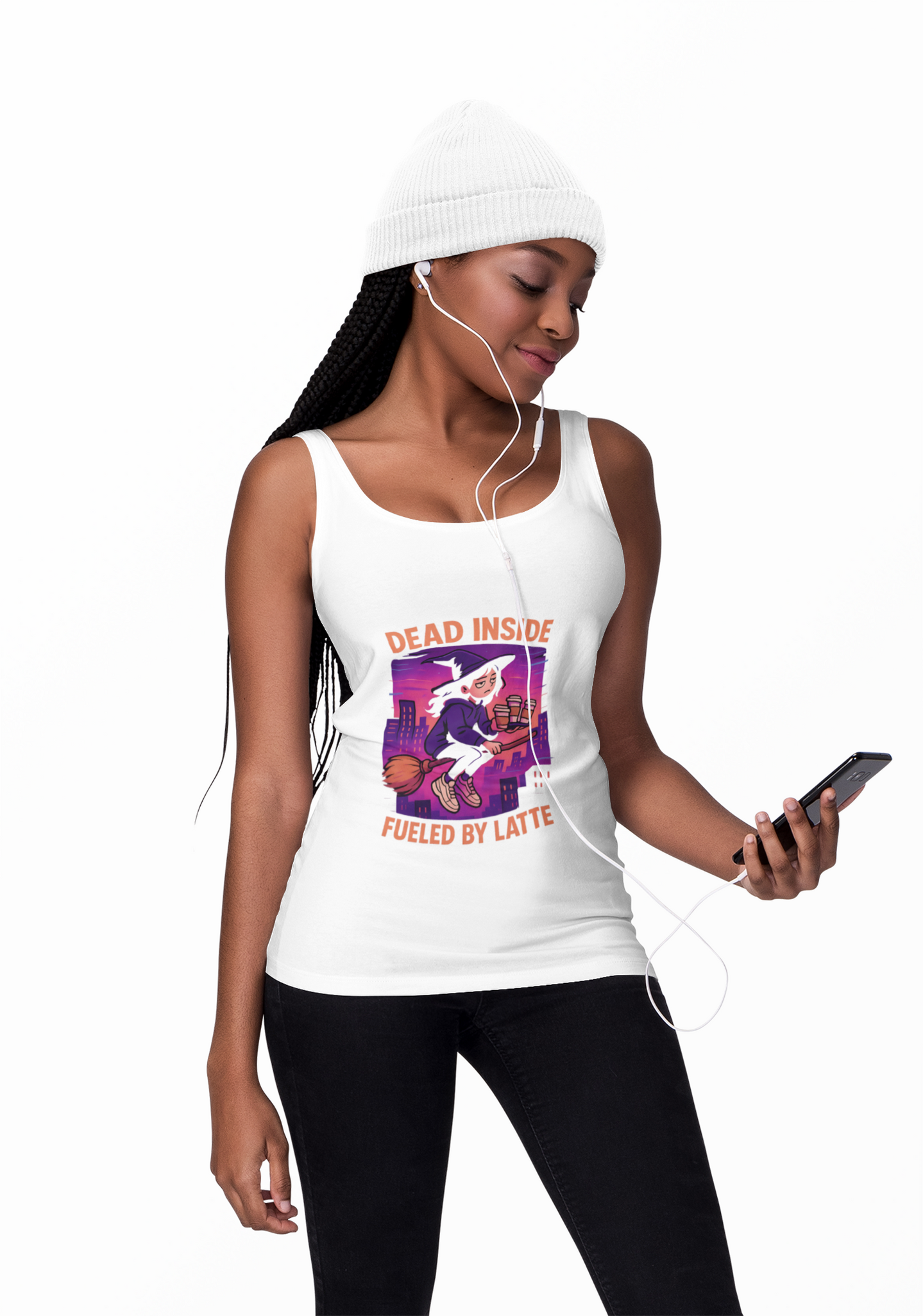 Dead Inside Fueled by Latte Unisex Jersey Tank, Funny Graphic Tank Top, Casual Wear, Gift for Coffee Lovers, Summer Essential