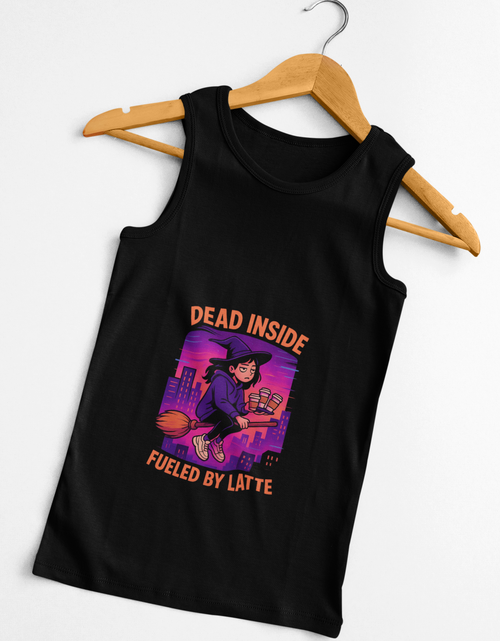 Load image into Gallery viewer, Dead Inside Fueled by Latte Unisex Jersey Tank, Funny Graphic Tank Top, Casual Wear, Gift for Coffee Lovers, Summer Essential
