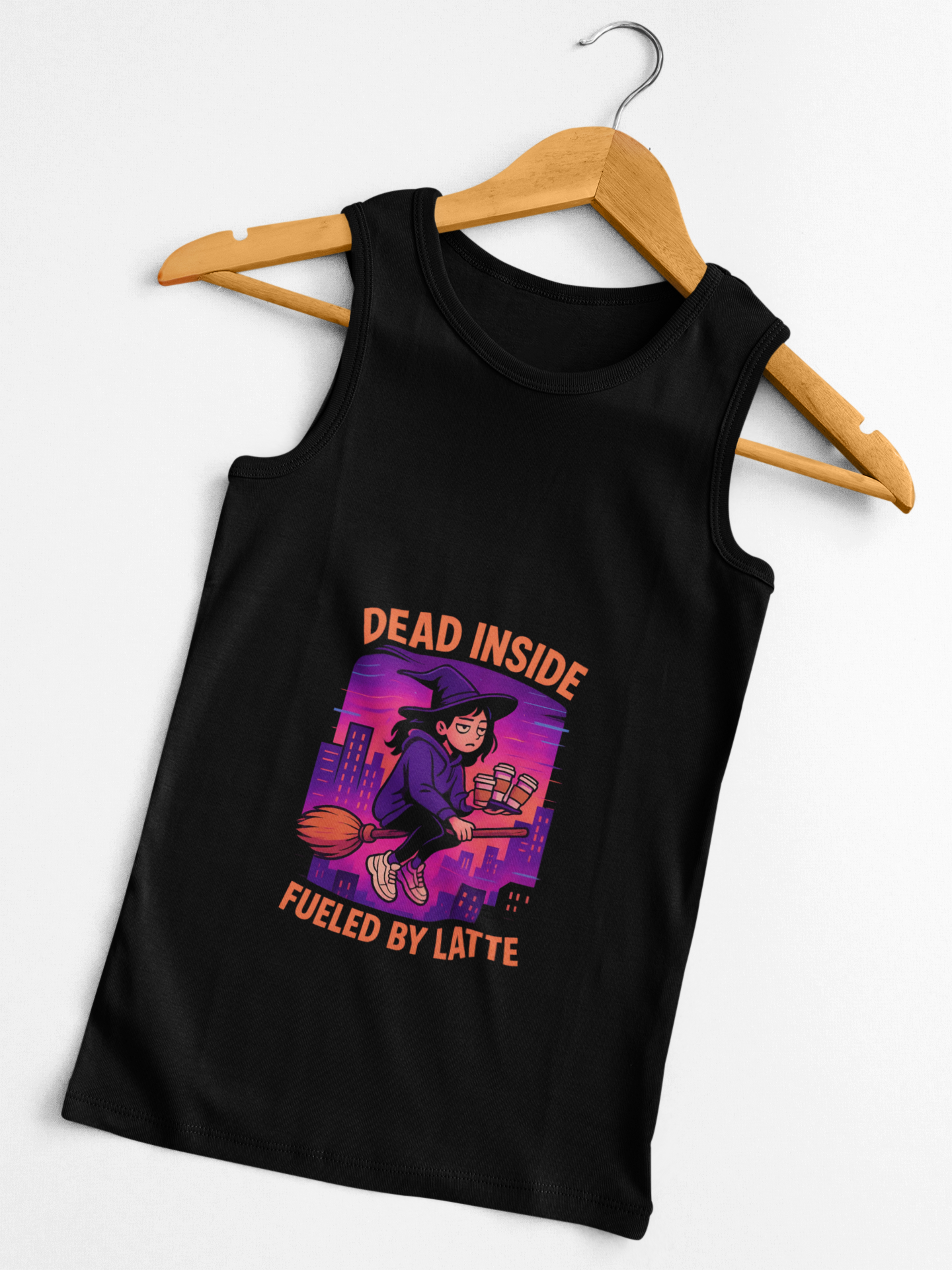 Dead Inside Fueled by Latte Unisex Jersey Tank, Funny Graphic Tank Top, Casual Wear, Gift for Coffee Lovers, Summer Essential