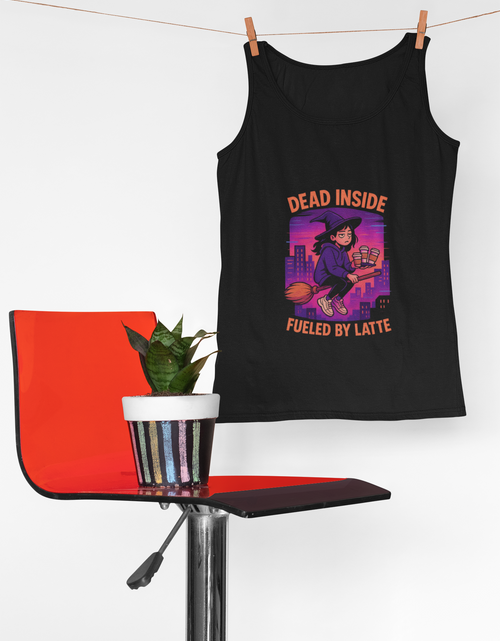 Load image into Gallery viewer, Dead Inside Fueled by Latte Unisex Jersey Tank, Funny Graphic Tank Top, Casual Wear, Gift for Coffee Lovers, Summer Essential

