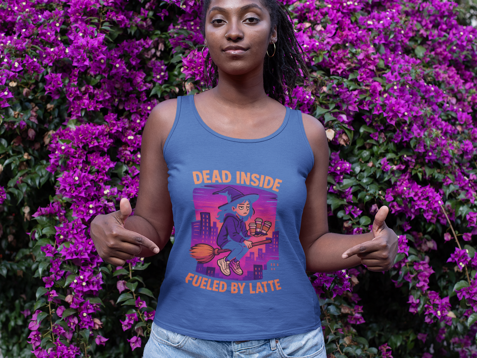 Dead Inside Fueled by Latte Unisex Jersey Tank, Funny Graphic Tank Top, Casual Wear, Gift for Coffee Lovers, Summer Essential