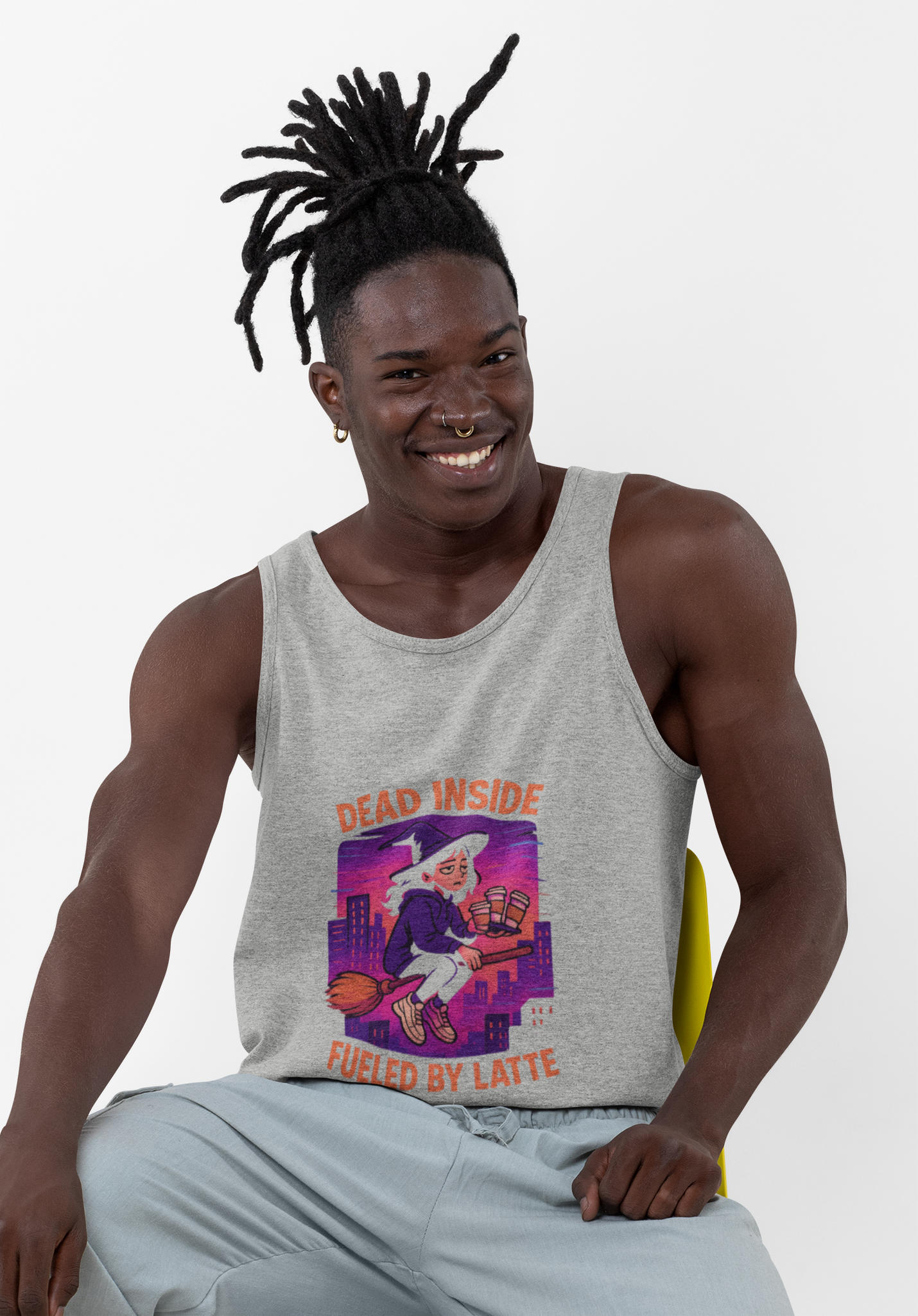 Dead Inside Fueled by Latte Unisex Jersey Tank, Funny Graphic Tank Top, Casual Wear, Gift for Coffee Lovers, Summer Essential
