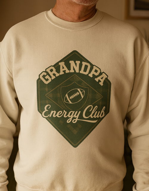 Load image into Gallery viewer, Grandpa Energy Club Crewneck Sweatshirt | Fun Gift for Grandfathers | Cozy Apparel for Stay-at-Home Dads | Perfect for Father&#39;s Day, [...]
