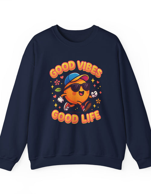 Load image into Gallery viewer, Good Vibes Unisex Sweatshirt | Happy Crewneck for Everyday Comfort, Ideal Gift for Friends, Casual Wear, Positive Vibes, Cozy Fashion

