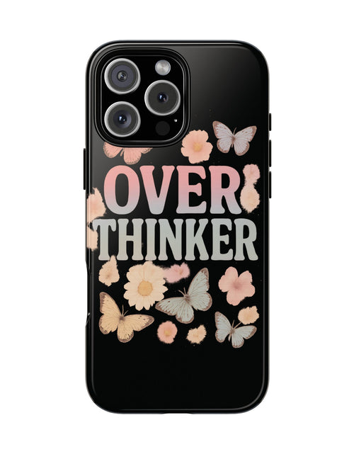 Load image into Gallery viewer, Butterfly Overthinker Phone Case, Floral iPhone Cover, Thoughtful Gift for Her, Cute Tech Accessory, Aesthetic Case for Anxiety Relief
