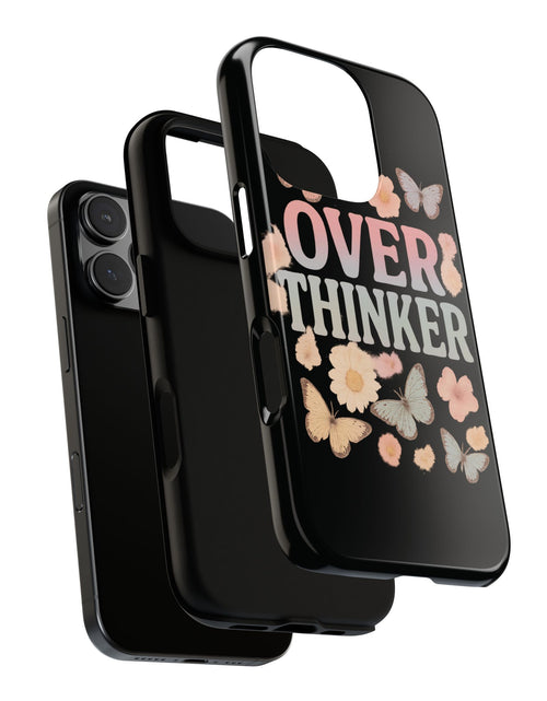 Load image into Gallery viewer, Butterfly Overthinker Phone Case, Floral iPhone Cover, Thoughtful Gift for Her, Cute Tech Accessory, Aesthetic Case for Anxiety Relief

