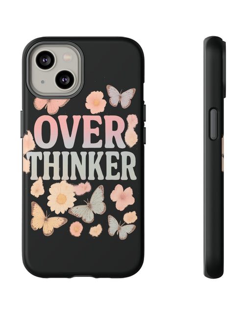 Load image into Gallery viewer, Butterfly Overthinker Phone Case, Floral iPhone Cover, Thoughtful Gift for Her, Cute Tech Accessory, Aesthetic Case for Anxiety Relief
