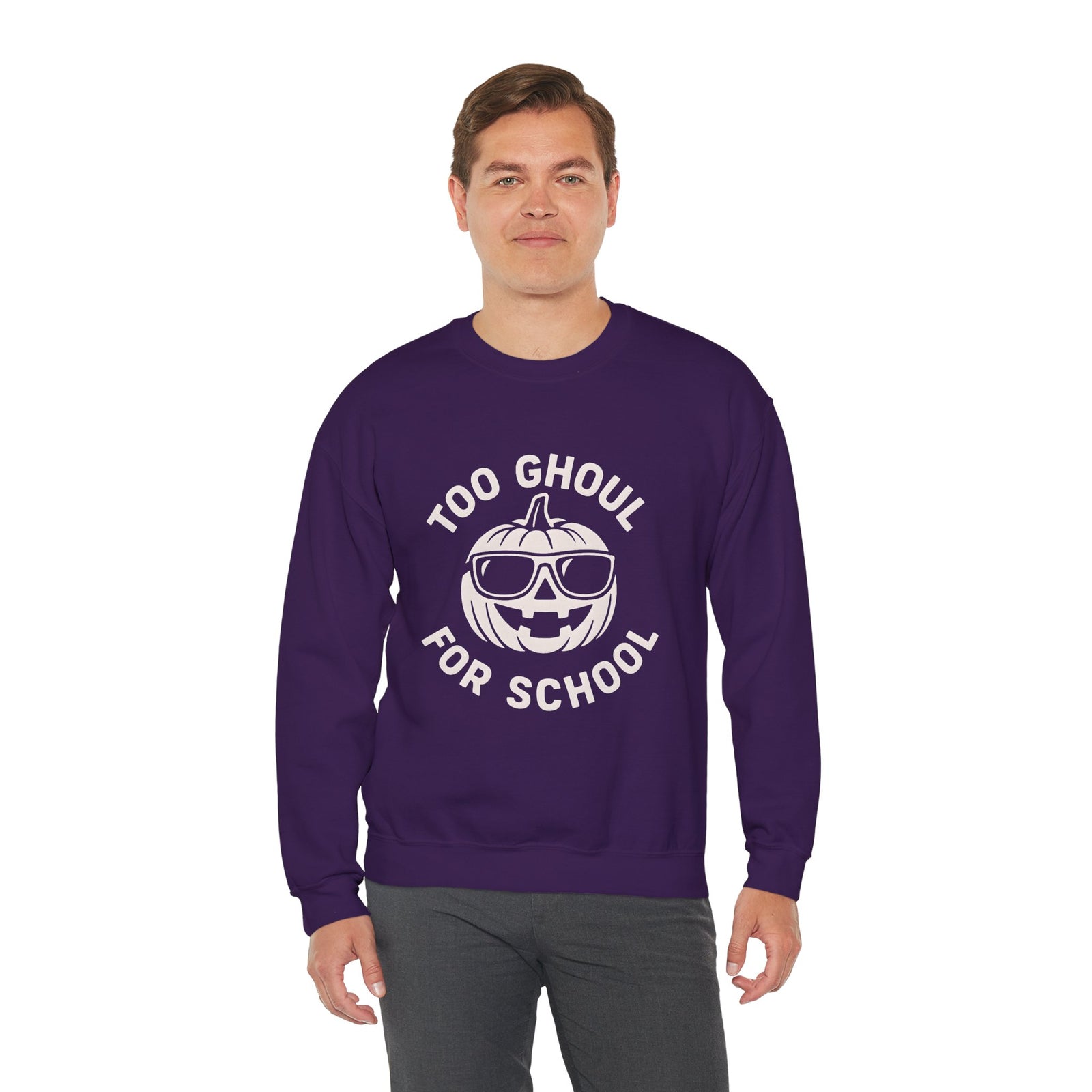 Halloween-Themed Crewneck Sweatshirt, Spooky Sweatshirt, Comfortable Fall Apparel, Gifts for Students, Unisex Halloween Clothing